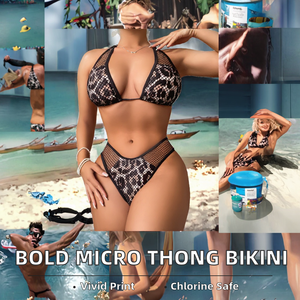 Maillot de bain bikini micro string sexy pour femme, uni, anti-UV, écologique, 2 pièces, en résille, été 2023 - Product Image 2