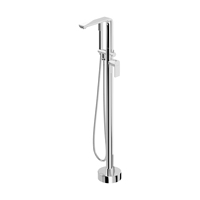 Robinet de baignoire de luxe autoportant en laiton à poignée unique avec jet de pluie, eau chaude/froide, anti-rouille, installation facile, design moderne