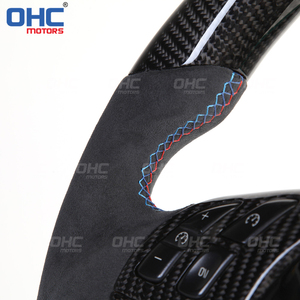 Volante de Fibra de Carbono Personalizado para Automóvil, Compatible con <span class=keywords><strong>BMW</strong></span> Serie 3 <span class=keywords><strong>E46</strong></span> 318 320 325 <span class=keywords><strong>330</strong></span>, Volante de Cuero de Ante OHC - Product Image 4
