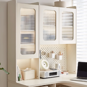 Scrivania Angolare Moderna in Legno Massello Stile Crema con Libreria Integrata per Camera da Letto e <span class=keywords><strong>Studio</strong></span>, Design Unico per <span class=keywords><strong>Soggiorno</strong></span> - Product Image 3