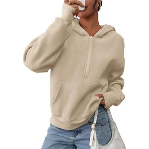 FOXA Women's Half <b>Zip</b> Hoodie Long Sleeve <b>Cropped</b> Oversized Sweatshirt Fashion Y2K Pullover Casual Wear - Product Image 1