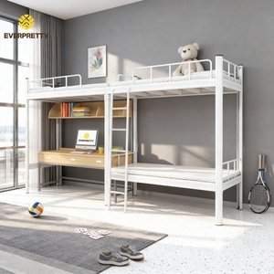 Muebles para Dormitorios Escolares, Sistema de Ensamblaje, <span class=keywords><strong>Cama</strong></span> Metálica para Hostales Juveniles, Litera Moderna Tipo Loft <span class=keywords><strong>con</strong></span> <span class=keywords><strong>Escritorio</strong></span> para Adultos, Certificación CE - Product Image 4