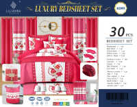Ensemble de literie de luxe 30 pièces avec rideaux, ensemble complet de couette pour chambre à coucher, vente en gros pour la maison et l'hôtel