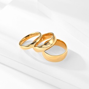 패션 디자인 방수 퇴색하지 않는 18K 금도금 스테인레스 스틸 2-12mm 부드러운 곡선 커플 링 보석 여성용 남성용 - Product Image 1