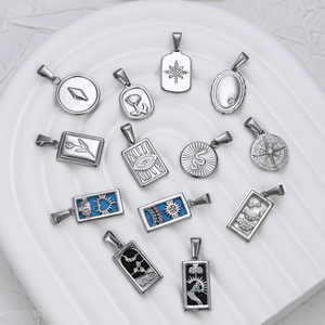 Collar con colgante de acero inoxidable Vintage clásico para mujer Ins Drip Zirconia <span class=keywords><strong>Tarot</strong></span> Divination Aristocrat Style - Product Image 2