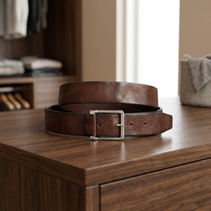 Hot Selling 100% Durable Cow Hide Steel Pin Buckle Eco-Friendly Waterproof Belt High Quality Mens Vintage Style Solid - Product Image 1
