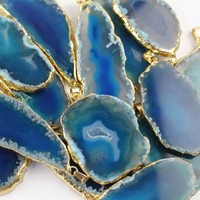 Liontin Kristal Alami Berlapis Emas Polesan Halus Bentuk Tidak Beraturan Tren Fashion Dekorasi & Hadiah Liburan Liontin Irisan Batu Akik