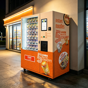 Distributeur automatique de nouilles semi-automatique avec distributeur d'eau chaude, écran tactile 15,6 pouces, vente 24h/24, machine à ramen en libre-service, kiosque de centre commercial - Product Image 1