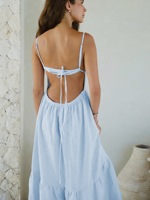 Robe midi sexy dos nu pour femme, coupe ample, style camisole à bretelles, idéale pour le quotidien et les vacances à la plage