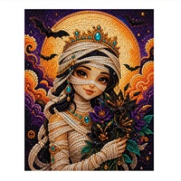 Fournisseur direct d'usine, fournitures de cadeaux pour Halloween, décoration murale, personnage de dessin animé momie, peinture perlée 5D, Halloween