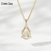 Collier en diamant cultivé en laboratoire Starsgem, 1,06 ct, forme poire, couleur D, VS, plaqué or massif 10 carats, vintage, cadeau de fiançailles pour femme