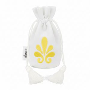Custom Circular Base Velvet Cinch Pouch for Jewelry and Cosmetics Drawstring Gift Bag with <b>Embroidery</b> Logo - Product Image 3