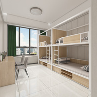 Lit superposé en métal moderne pour dortoir, école, hôtel, appartement, taille Queen, avec rangement et armoire intégrée