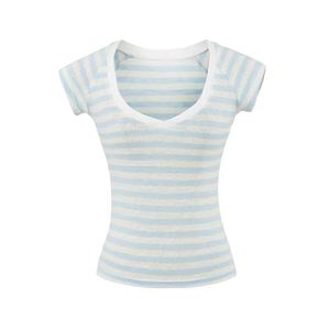 T-shirt à manches courtes col en V pour femme, respirant, extensible dans les quatre sens, coupe ajustée, haut à épaules dénudées, nouveau modèle Pure Desire Spice Basic Joker - Product Image 2