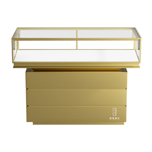 Glass and Stainless Steel Modern Luxury Rotating Jewelry Display Rack with Gold Finish for Counter Top in Jewelry <strong>Showroom</strong> - Product Image 4