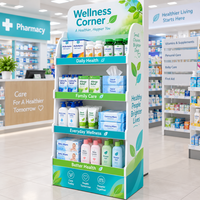 Étagère de présentation polyvalente et durable à plusieurs niveaux, remplaçable, gain de place, sans outil, personnalisable pour les pharmacies