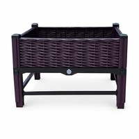 Verhoogde plantenbak van rotan en wicker, op maat te maken, met poten, drainageplug en PP plastic bodem, geschikt voor groenten, fruit en bloemen.