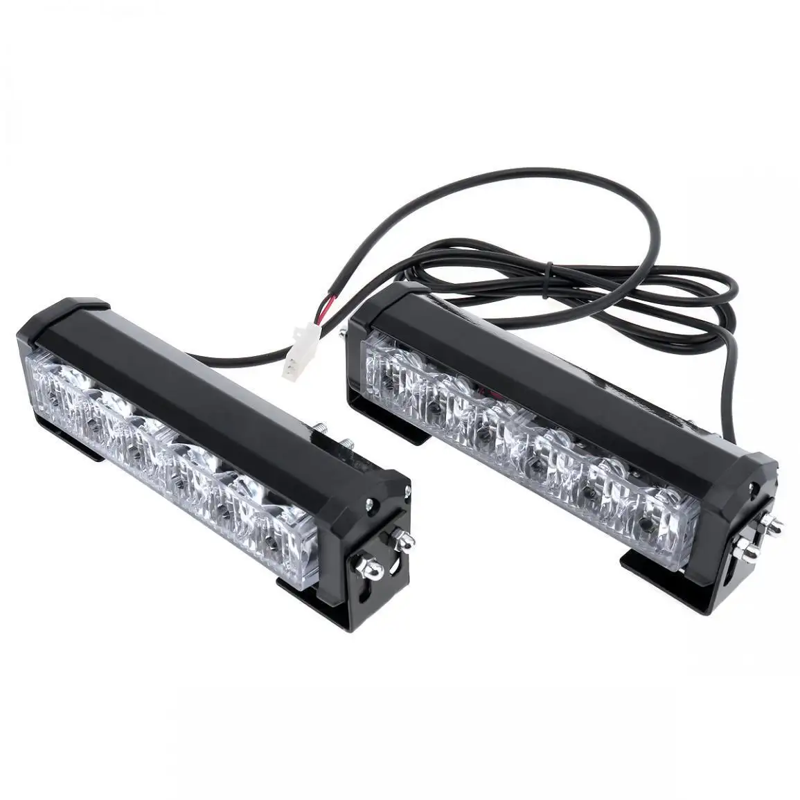 2x6 LED Alarm Beacon Red Blue Yellow White Automotive Lamp 6'' 12V Clear Lens Strobe Front Bumper Light