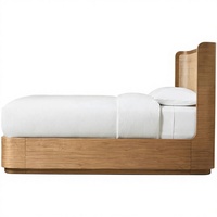 Lit plateforme double mural moderne en bois de chêne massif pour chambre à coucher et mobilier d'hébergement