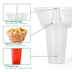 Gobelet pour collations et boissons, 100 ensembles de gobelets en plastique jetables de 700 ml avec bol à collations sur le dessus, pour les fêtes, les stades, les bars et les soirées cinéma - Product Image 5
