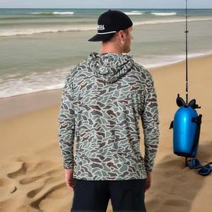 New UPF50+ Polyester Sunscreen UV Long Sleeve Performance Camo Fishing Wear Quick Dry Fishing Shirt Lightweight Fishing Hoodie