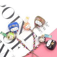 Fabriek Groothandel Lucky Cat Sleutelhanger Keramiek Metalen Kerst Bel Opknoping Decor Japanse Gesloten Water Piano Bell Kat Sleutelhangers