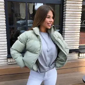 Customize Logo 2021 winter Ladies Fitted thick short coat chamarras de mujer veste femme woolen warm puffer women's jackets