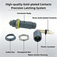 Conector Circular de Empuje y Tracción de Plástico, Impermeable, Autoblocante, Serie P, 2-14 Pines, PAG PKG