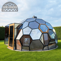Structure de maison en verre semi-permanente de 6 m avec toilettes et salle de douche pour hôtel Airbnb de luxe