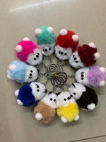 Petit ours en peluche animal porte-clés jouets jolie fille en peluche moelleux pompon fourrure raton laveur Pom Pom fourrure porte-clés sac à dos pendentif à breloque