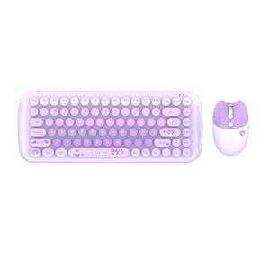 Mini tamaño compacto USB <span class=keywords><strong>Multimedia</strong></span> ergonómico mixto de colores teclado inalámbrico ratón Combos teclas redondas para mujeres niña Niño - Product Image 6