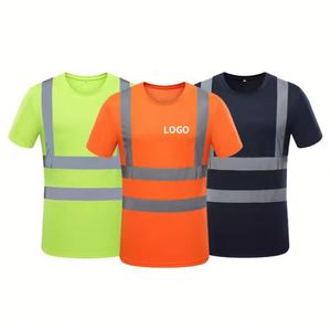 เสื้อยืดแขนสั้นสะท้อนแสงสำหรับงานก่อสร้าง ระบายอากาศ แห้งเร็ว แบบกำหนดเองสำหรับฤดูร้อน - Product Image 1