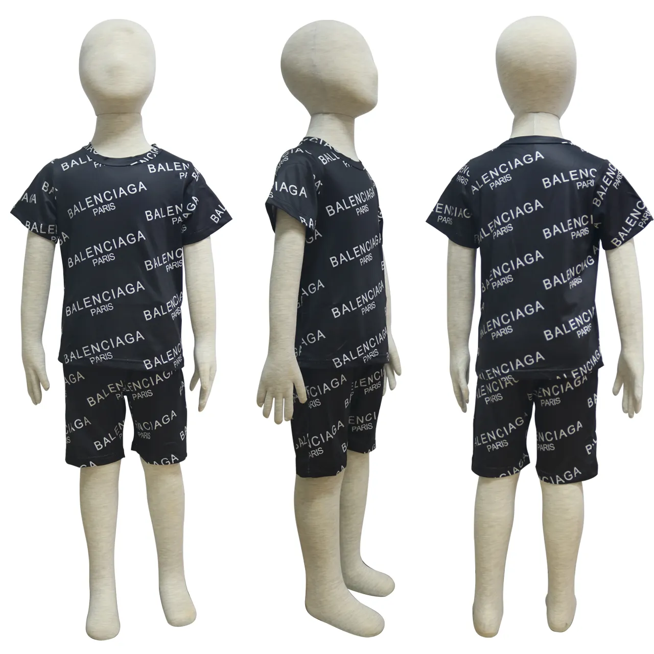 Toddler Boy Summer Clothing Set Fashion Boys Short Sleeves Hip hop Letter Print Outfit Set Black Red Blue for 2-6T