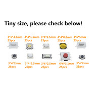 250 Pcs/lot 10 valeur minuscule Miniature PCB SMD montage en Surface bouton momentané Micro Tactile réinitialiser interrupteur poussoir pour clés de voiture caméra