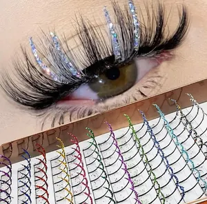 Mix 12 Color Glitter Lashes Fluffy Streaks Cosplay Makeup Individual Eyelashes Extension Wholesale Supplier Free Shipping