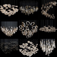 Lampes suspendues hautes contemporaines Lustre en céramique blanche Lumière Art créatif Flocon avec lustre doré pour projet de maison Hôtel