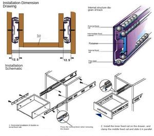 Correderas para Cajones <span class=keywords><strong>de</strong></span> Muebles Modernos <span class=keywords><strong>de</strong></span> 45 <span class=keywords><strong>cm</strong></span> con Cierre Suave, Tres Rieles, Rodamiento <span class=keywords><strong>de</strong></span> Bolas Sólido y Riel <span class=keywords><strong>de</strong></span> Acero Laminado en Frío para Gabinetes <span class=keywords><strong>de</strong></span> Cocina - Product Image 6