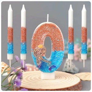 Juego de Velas de Cumpleaños con Forma de Sirena y Diseño de Tema Oceánico para Decoración de Pasteles Infantiles y Artículos para Fiestas - Product Image 2