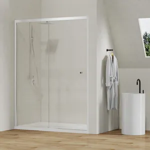욕실 액세서리 도매 가격 슬라이딩 바이 패스 스윙 I 모양 크롬 블랙 유리 샤워 화면