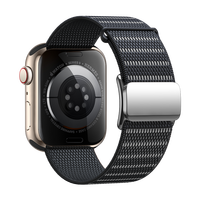Tali Jam Tangan Sport Bahan Nilon Kepang dengan Gesper Magnetik yang Dapat Disesuaikan dan Strip Reflektif untuk Apple Watch Band
