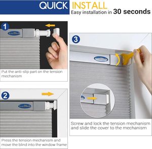 Không dây di động sắc thái, không có công cụ không có khoan ánh sáng Lọc tổ ong sắc thái xếp li Rèm cho Windows - Product Image 5