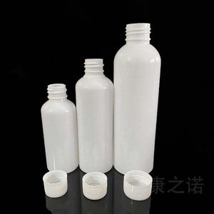 ขวดพลาสติกสีขาวทรงเพรียว 100 มล. พร้อมฝาปิด ปากขวดเล็ก ภาชนะบรรจุของเหลวเปล่า สำหรับเครื่องจ่ายแอลกอฮอล์ - Product Image 2