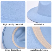 Chapeau Fedora Unisexe à Bord Large Plat de 9,5 cm en Polyester/Coton Imprimé Numérique avec Ruban et Accessoire Corde, Adapté aux Quatre Saisons