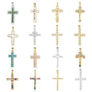 Custom Pendant Necklace Fashion Jewelry Necklaces 18k Color-retaining Copper Zircon Cross Pendant Handmade Diy Necklace