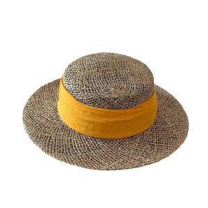 Sombrero de paja de hierba salada <span class=keywords><strong>con</strong></span> serigrafía y cinta, estilo Old Money francés, hueco y plano, para mujer, ideal para viajes, vacaciones y playa en verano. - Product Image 5