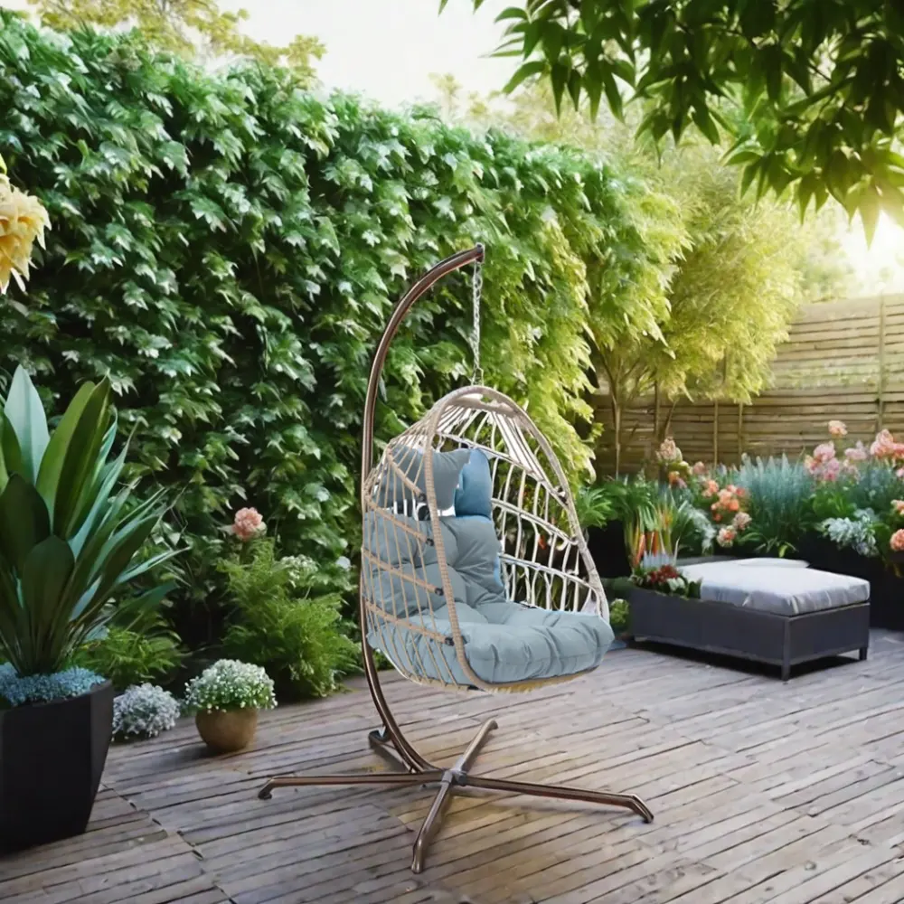 새로운 디자인 계란 교수형 파티오 스윙 의자 금속 스탠드 야외 정원 해먹 교수형 스윙 의자