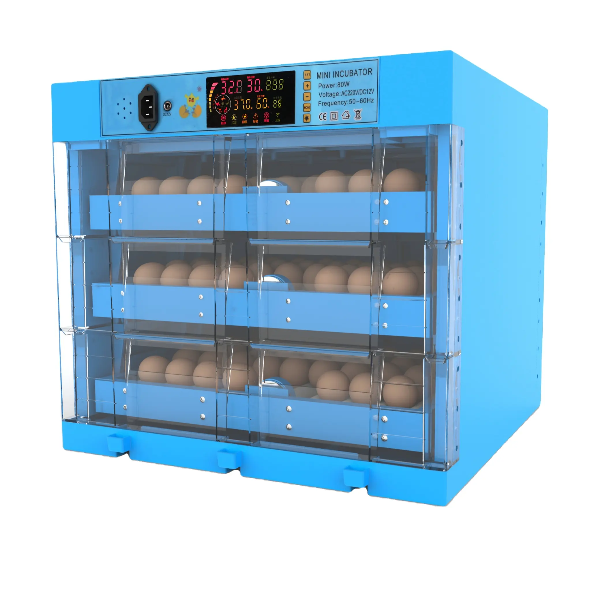 Incubateur automatique à œufs, 3 couches, capacité de 192 unités, pour poulet, canard, chèvre silencieux