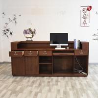 Bureau de réception en bois massif de style thaïlandais personnalisable pour clubs de santé et salons de beauté Comptoir de caisse vintage Bureau de yoga