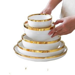 Vajilla Nórdica con Borde Dorado, Platos de Cerámica de Primera Calidad, Porcelana Blanca Perla vs. Vajilla de Cerámica para la Cena - Product Image 5