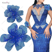 WBF-275 Patch brodé de fleurs 3D en fil de fer et strass, fait main, avec perles et sequins, applique en cristal pour robe de soirée